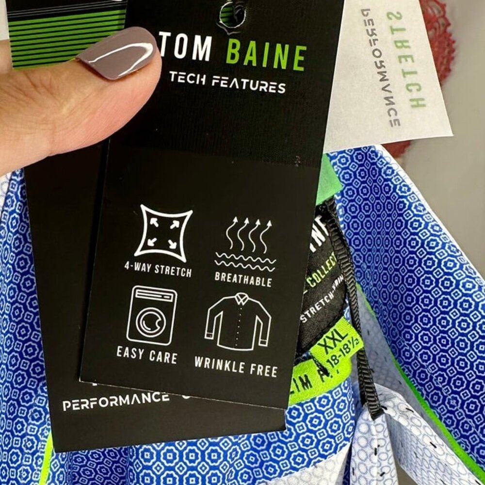 NWT Tom Baine Button Down Performance Collection Slim Fit Shirt XXL - Picture 9 of 12